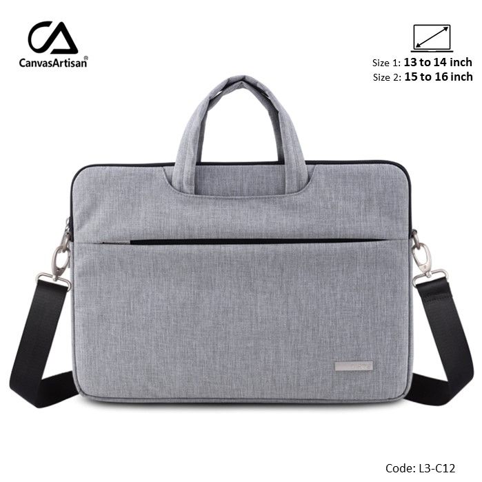Canvasartisan, Slim Laptop Bag L3-C12 Light Gray, Durable And Water-Resistant, Available in Different Sizes