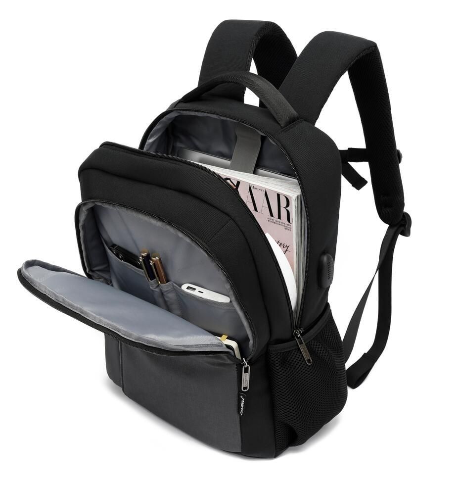 CoolBell, Travel Backpack, Business Laptop Backpack, Water Resistant Hiking School Backpack, College Student Book Bag With Usb Charging Port, Black