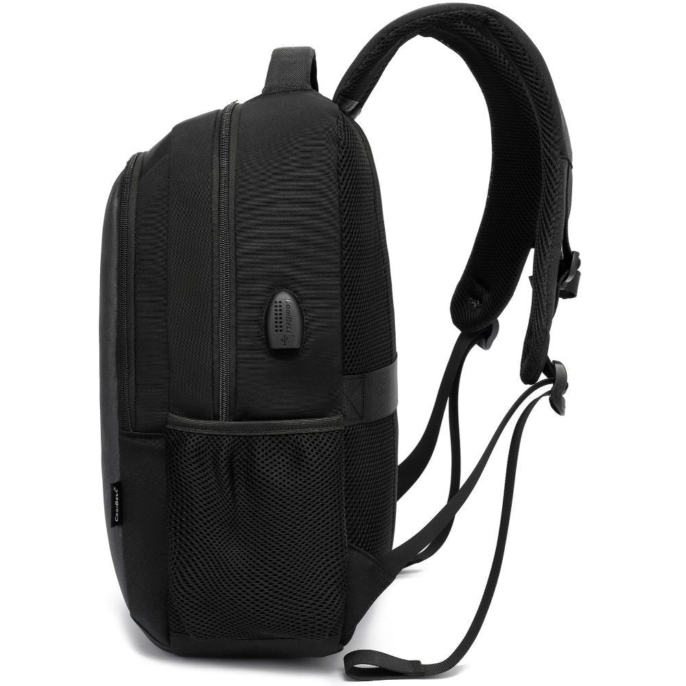 CoolBell, Travel Backpack, Business Laptop Backpack, Water Resistant Hiking School Backpack, College Student Book Bag With Usb Charging Port, Black