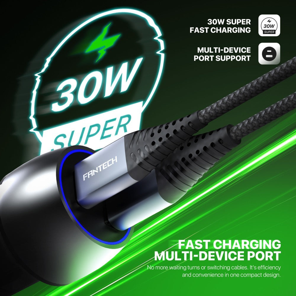 Fantech, Powermove Pme302 Dual Port Car Charger - Total 45W Power