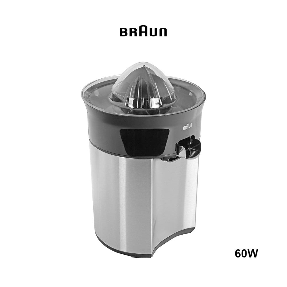 Braun, Citrus Quick 5 Citrus Juicer, Direct Juice Spout, Anti-Drip Spout, Automatic Start/Stop, Easy Cleaning, Direct Serving System, Includes Protective Lid, 60 Watts, Black Metal