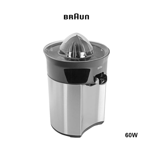 Braun, Citrus Quick 5 Citrus Juicer, Direct Juice Spout, Anti-Drip Spout, Automatic Start/Stop, Easy Cleaning, Direct Serving System, Includes Protective Lid, 60 Watts, Black Metal