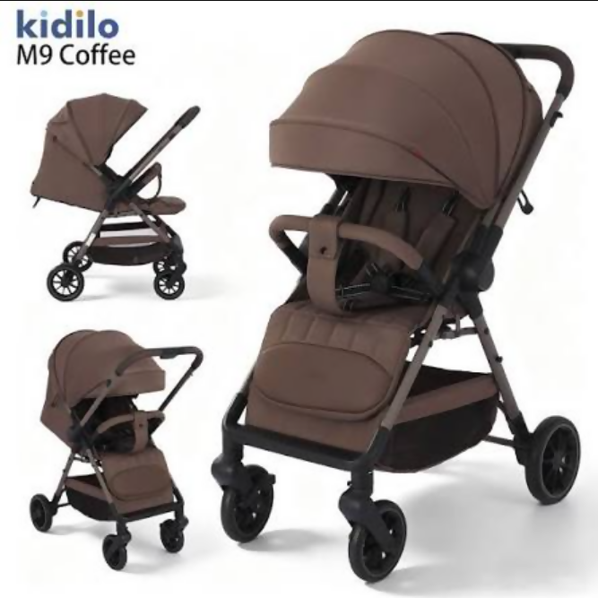 Kidilo M9 Baby Stroller – Reversible Handle, Compact Folding, 5-Point Safety Harness