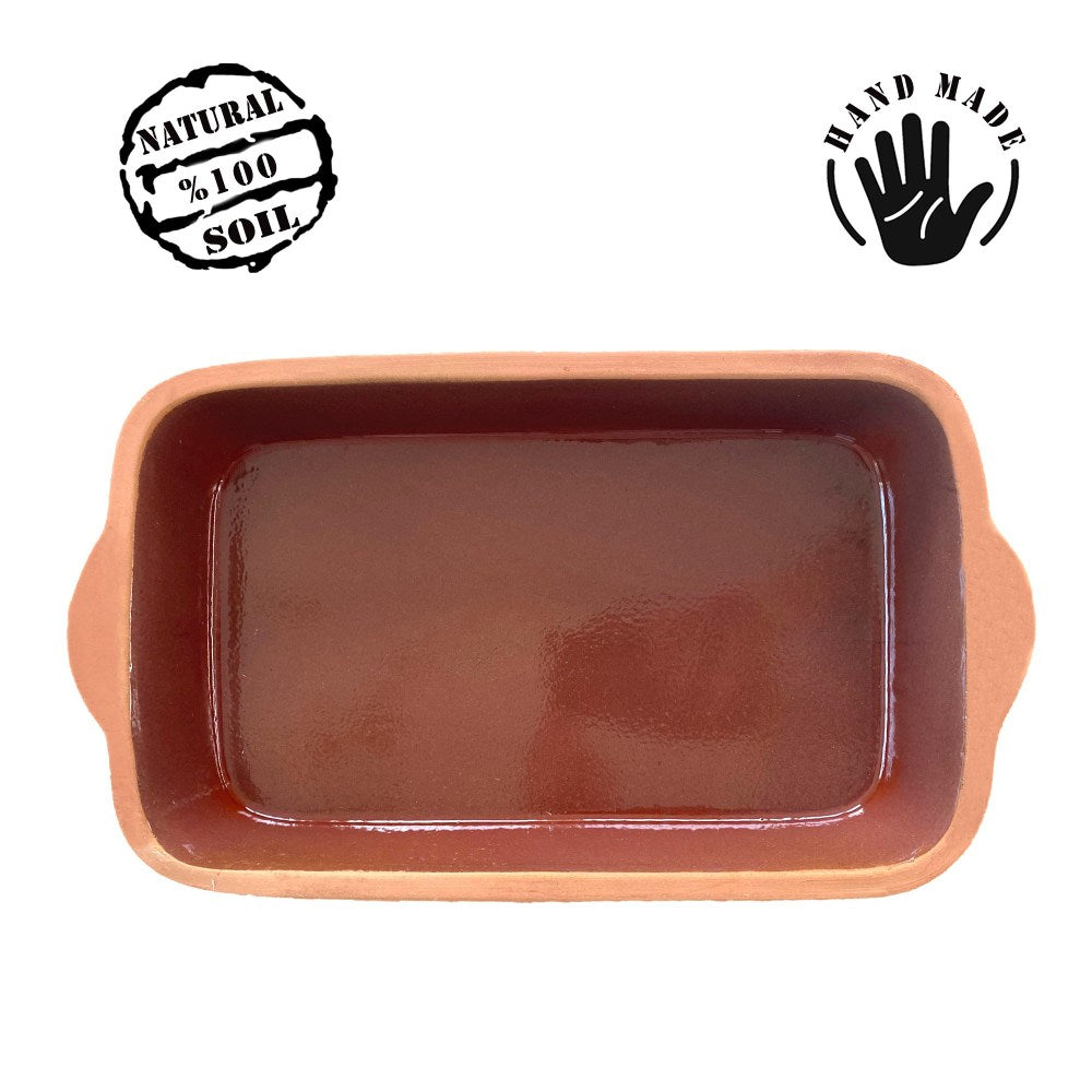 Elizi, Clay Oven Tray 2 Piece Rectangular - Glazed 4.5x24.5cm, CLAY-EL315