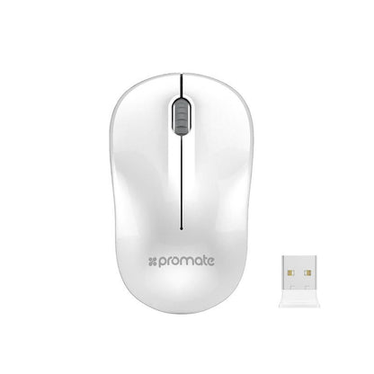 Promate, 2.4Ghz Wireless Mouse With Nano USB Receiver, White