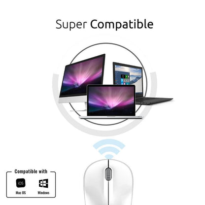 Promate, 2.4Ghz Wireless Mouse With Nano USB Receiver, White
