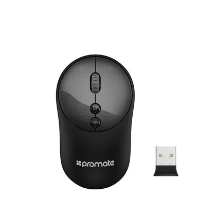 Promate, 2.4Ghz Portable Wireless Mouse With Nano USB Receiver, Black