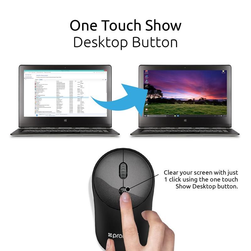Promate, 2.4Ghz Portable Wireless Mouse With Nano USB Receiver, Black