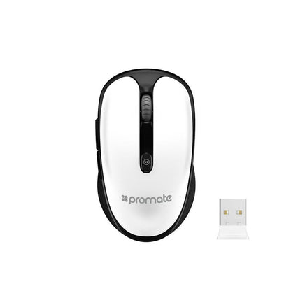 Promate, High Performance 2.4Ghz Multimedia, Wireless Optical Mouse, White
