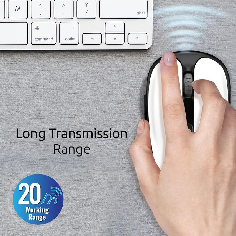 Promate, High Performance 2.4Ghz Multimedia, Wireless Optical Mouse, White