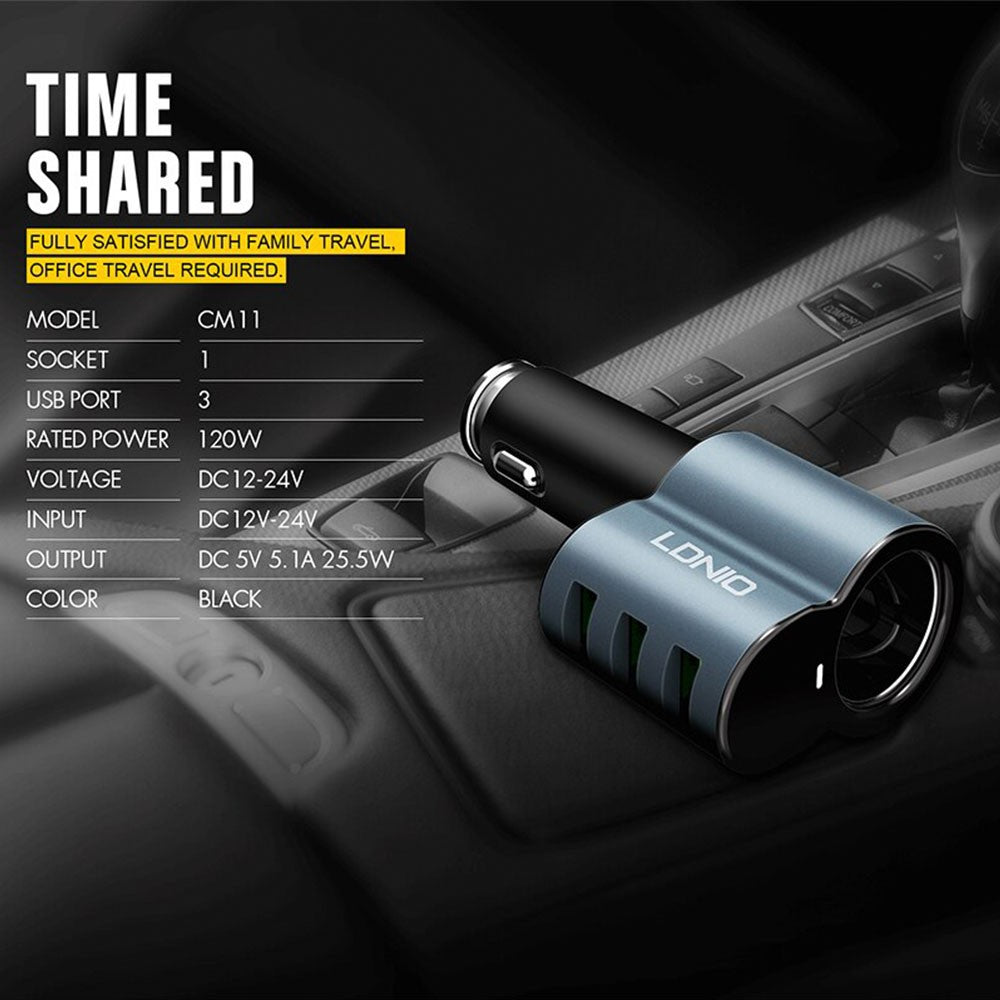 Ldnio, 3 Ports Universal Mobile 5.1A Car Charger, Cm11