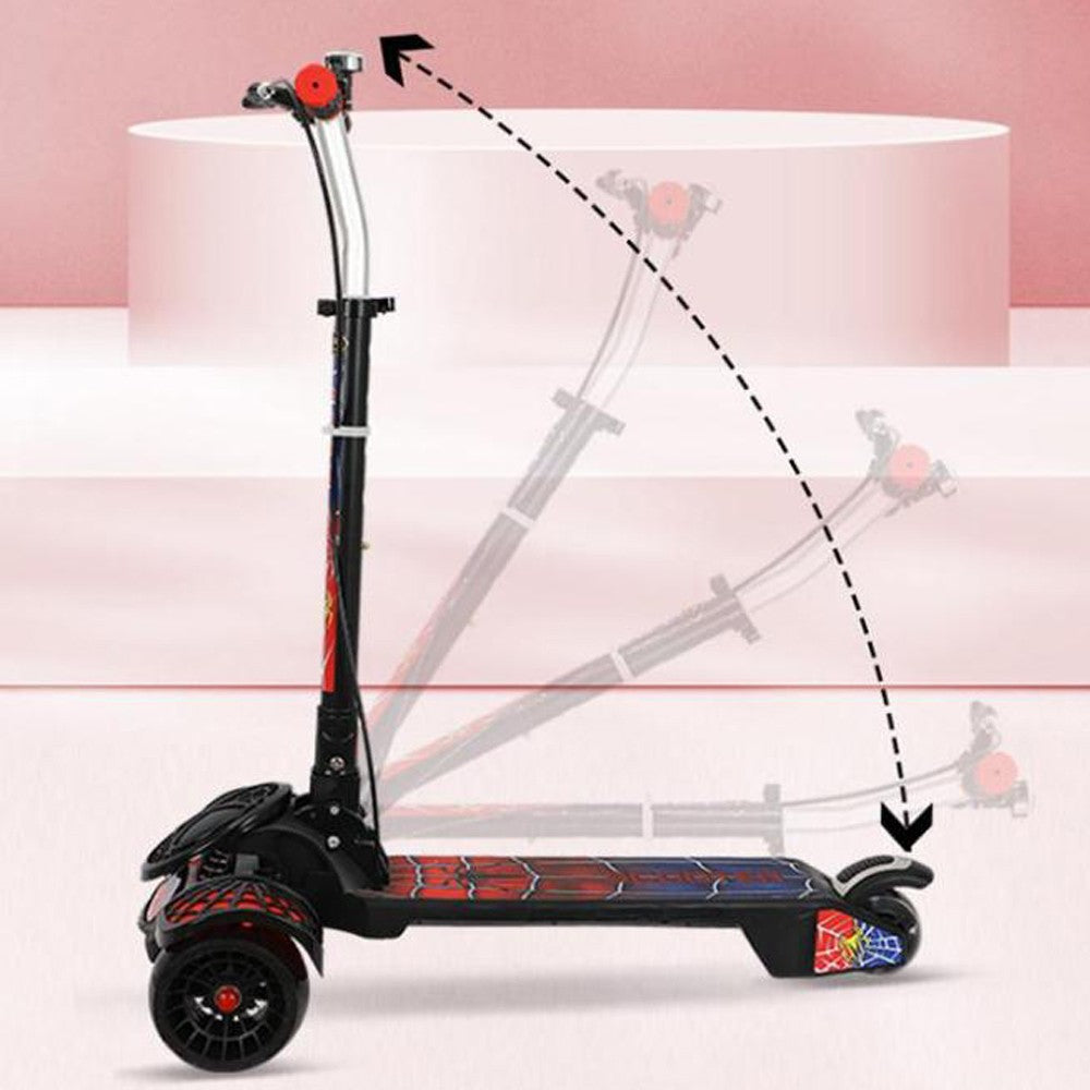 Cool Gift,  Kids & Teens Folding Kick Scooter, 4 Flash Wheels With Tri-Level Handle, Available in Different Colors