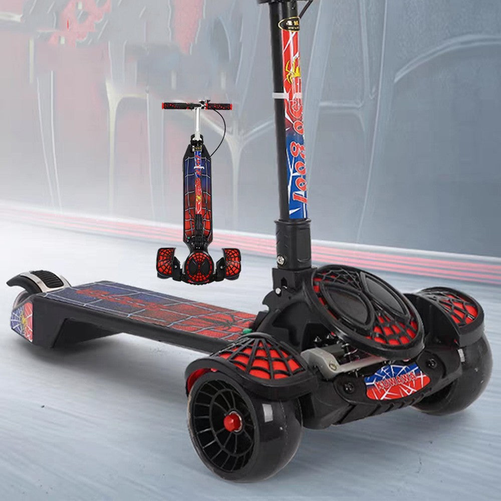 Cool Gift,  Kids & Teens Folding Kick Scooter, 4 Flash Wheels With Tri-Level Handle, Available in Different Colors
