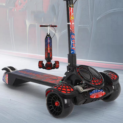 Cool Gift,  Kids & Teens Folding Kick Scooter, 4 Flash Wheels With Tri-Level Handle, Available in Different Colors