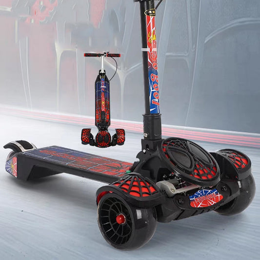 Cool Gift,  Kids & Teens Folding Kick Scooter, 4 Flash Wheels With Tri-Level Handle, Available in Different Colors