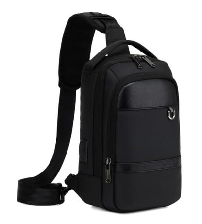 Coolbell, Sling Bag, Chest Bag, Water Resistant, College Student Black With Usb Charging Port, Black
