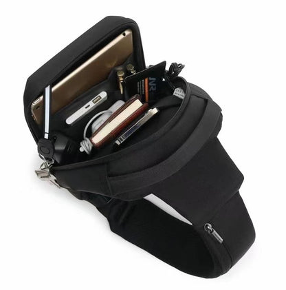 Coolbell, Sling Bag, Chest Bag, Water Resistant, College Student Black With Usb Charging Port, Black