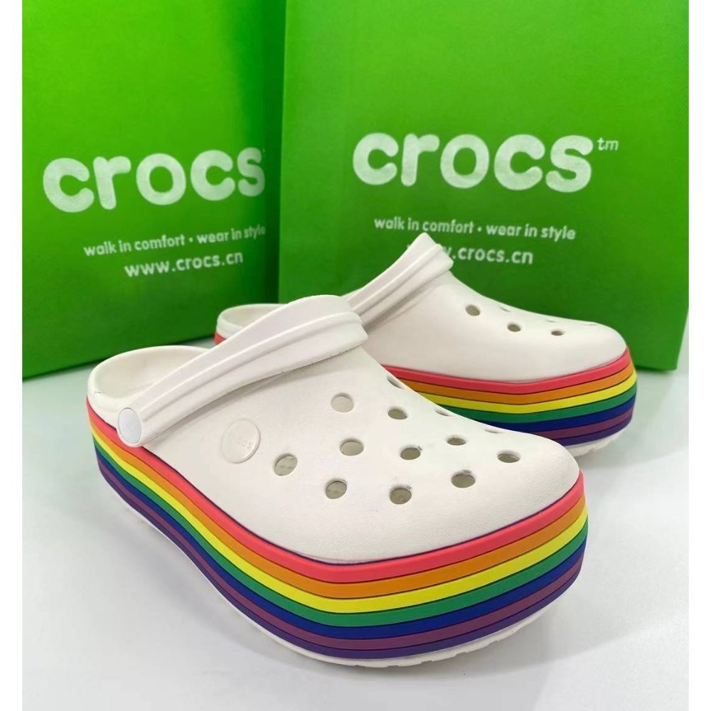 Crocs, Unisex Crocband Platform Rainbow Clog, Available in Different Sizes