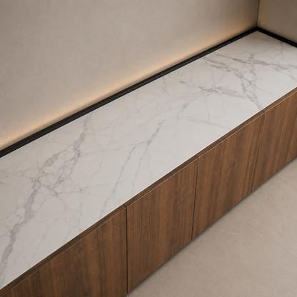 Verona TV Unit – Walnut Wood & Marble-Inspired Wood Finishp | HS96