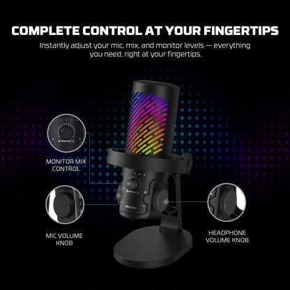 Fantech Leviosa Aura MCX04 USB Condenser Microphone | RGB & ENC Ideal for streamers, YouTubers, gaming, podcasts & recording