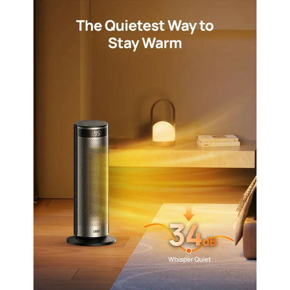 Dreo Space Electric Heater for Large Room, 20-Inch with FortPlug for Indoor Use, 8 Safe Protection Tower, 70 Degree Oscillation, PTC Ceramic with Remote, 12H Timer