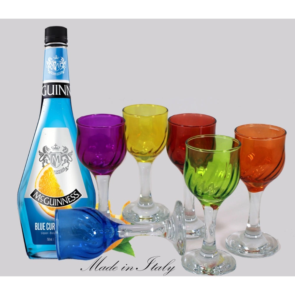 Italian Liquor Colorful Small Glass Set 6 pieces