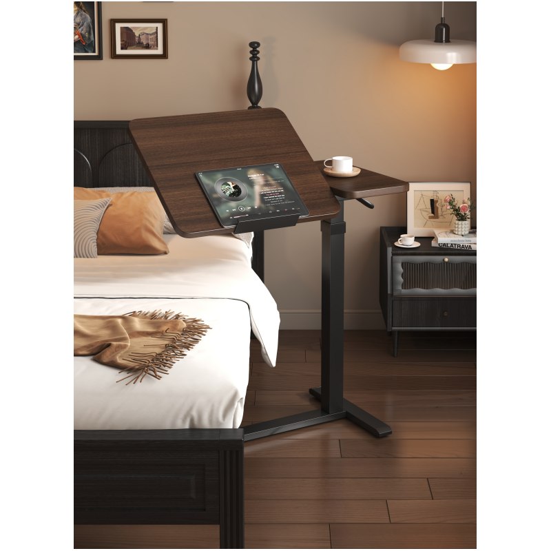 Multi-Function Height-Adjustable Desk - Side Bed Table ? Ergonomic Sit-Stand Workstation White Color