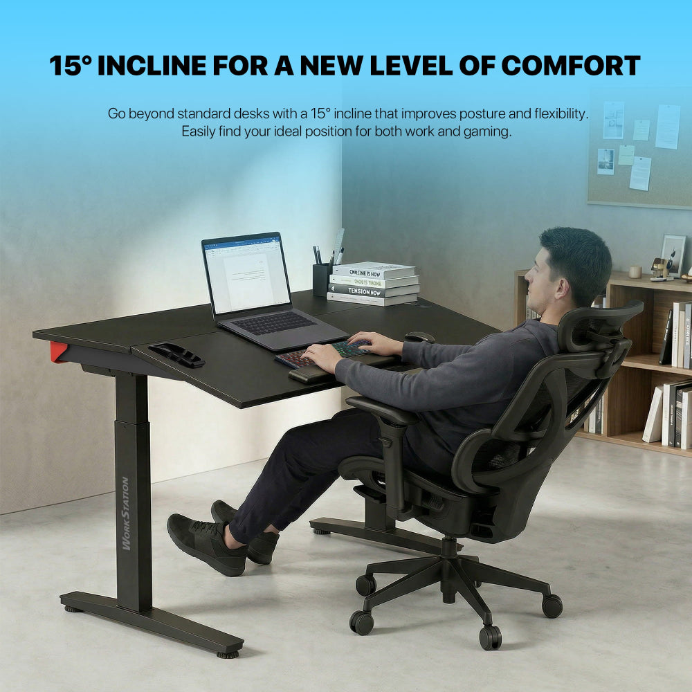 FANTECH Zurich DW314 Dual-Motor Standing Desk with 15°Ergonomic Tilt, Magnetic Cable Management & 100kg Load Heavy Duty Frame