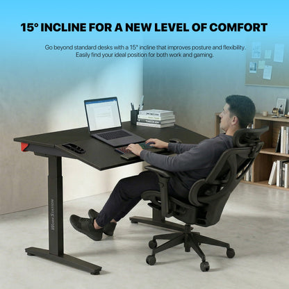 FANTECH Zurich DW314 Dual-Motor Standing Desk with 15°Ergonomic Tilt, Magnetic Cable Management & 100kg Load Heavy Duty Frame