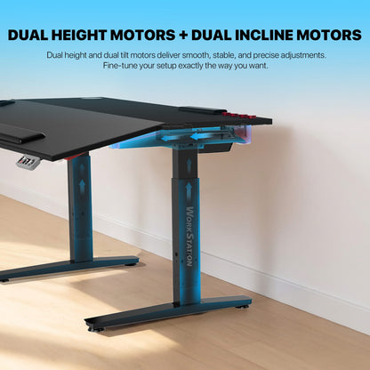 FANTECH Zurich DW314 Dual-Motor Standing Desk with 15°Ergonomic Tilt, Magnetic Cable Management & 100kg Load Heavy Duty Frame