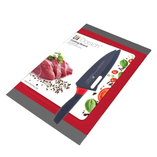 Dorsch, Red Cutting Board + Chef Knife Set