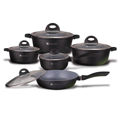 Dorsch, Ceramic Set 10Pcs Casserole (28Cm-24Cm-20Cm) Sauce Pan 18Cm, Fry Pan 28Cm + Lids, DH-05577/SR