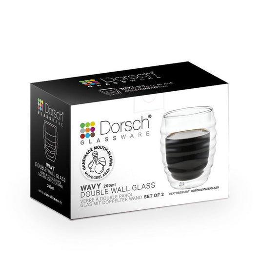 Dorsch, Wavy Double Glass Mugs Set 2Pcs 200Ml