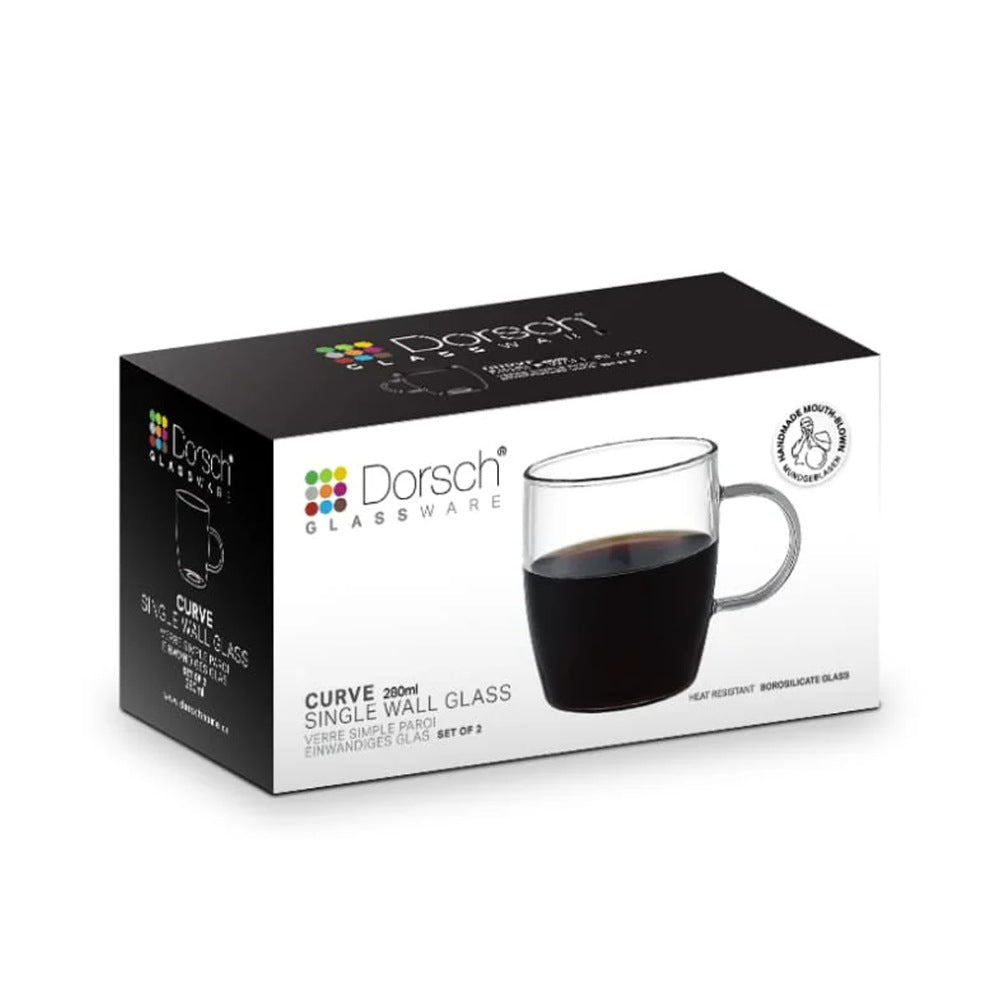 Dorsch, Curve Glass Mugs Set 2Pcs, 280Ml