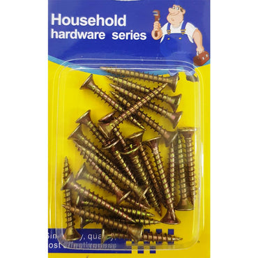 Cool Gift, 24PCS/ Trim Head Screws, Yellow Zinc, 3 X 30 mm