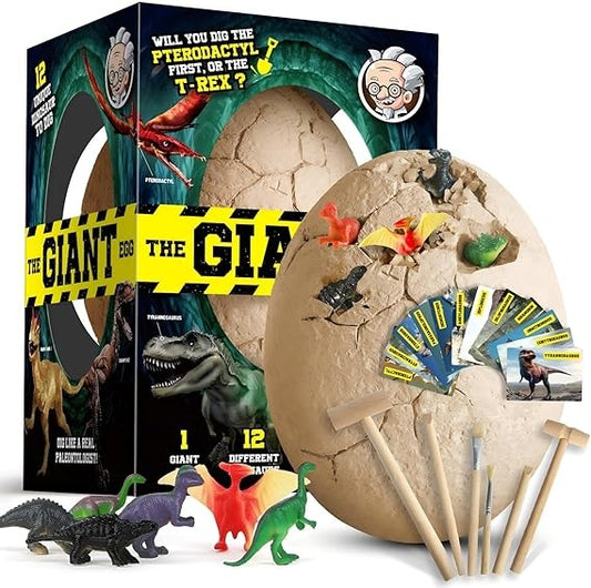 Dino Egg Dig Kit, Unearth Jumbo Dino Eggs With 12 Different Dinosaur Toys For Kids - Educational Science Kits Stem Toys, Dinosaur Egg Toys Easter Gifts For Boys & Girls