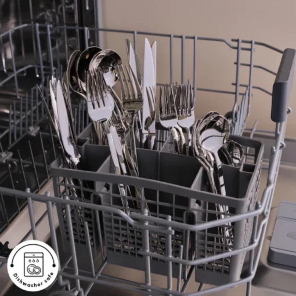 Karaca Mild 84-Piece 316+ Stainless Steel Cutlery Set for 12 People - Silver, 153.03.08.1817