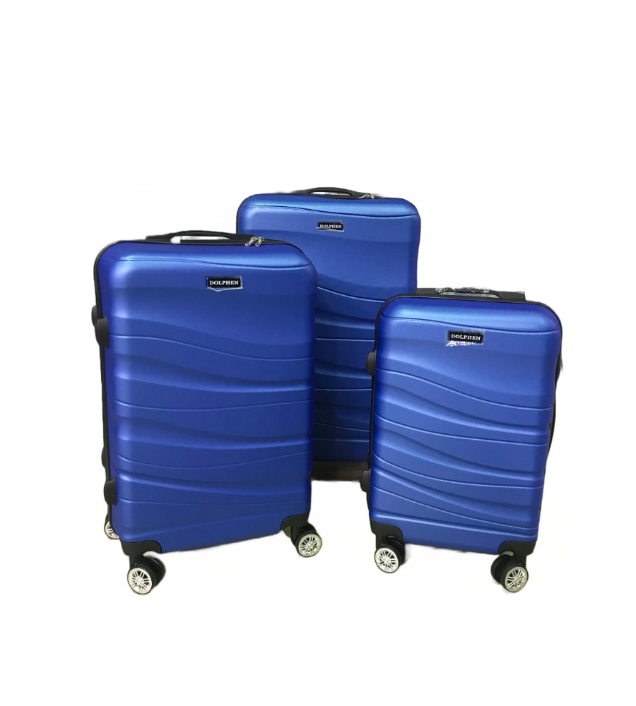 Dolphen, Travel Suitcase Bags Hardside 4 Wheels Luggage 3-Piece Set, Blue