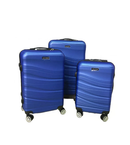 Dolphen, Travel Suitcase Bags Hardside 4 Wheels Luggage 3-Piece Set, Blue