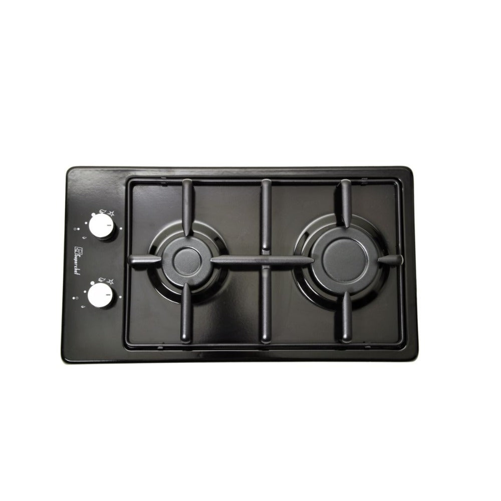 Super Chef, Hob 30Cm Domino 2 Gas Burners Black