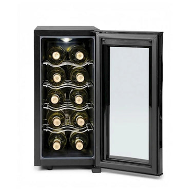G3Ferrari Wine Cooler - Super Silent Elegant Design [10 Bottles] Inner Light LED, (10C - 18C), 4 Steel Racks, DSWC10B01
