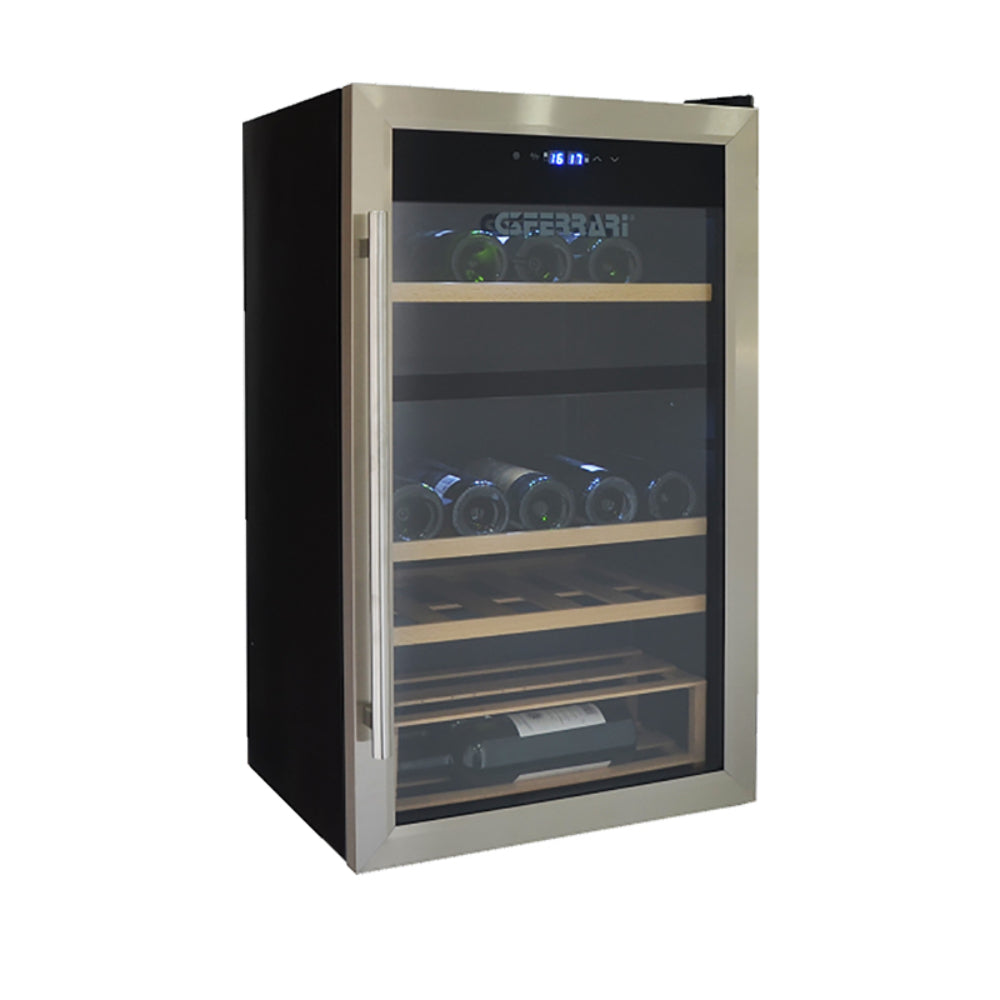 G3Ferrari Cellar Wine Cooler [Dual Zone] Compressor Cooling System, 33 Bottles, Stainless Steel Door Frame And Handle, Wooden Shelves - LED Display - Interior Light, DSWC33BDZ