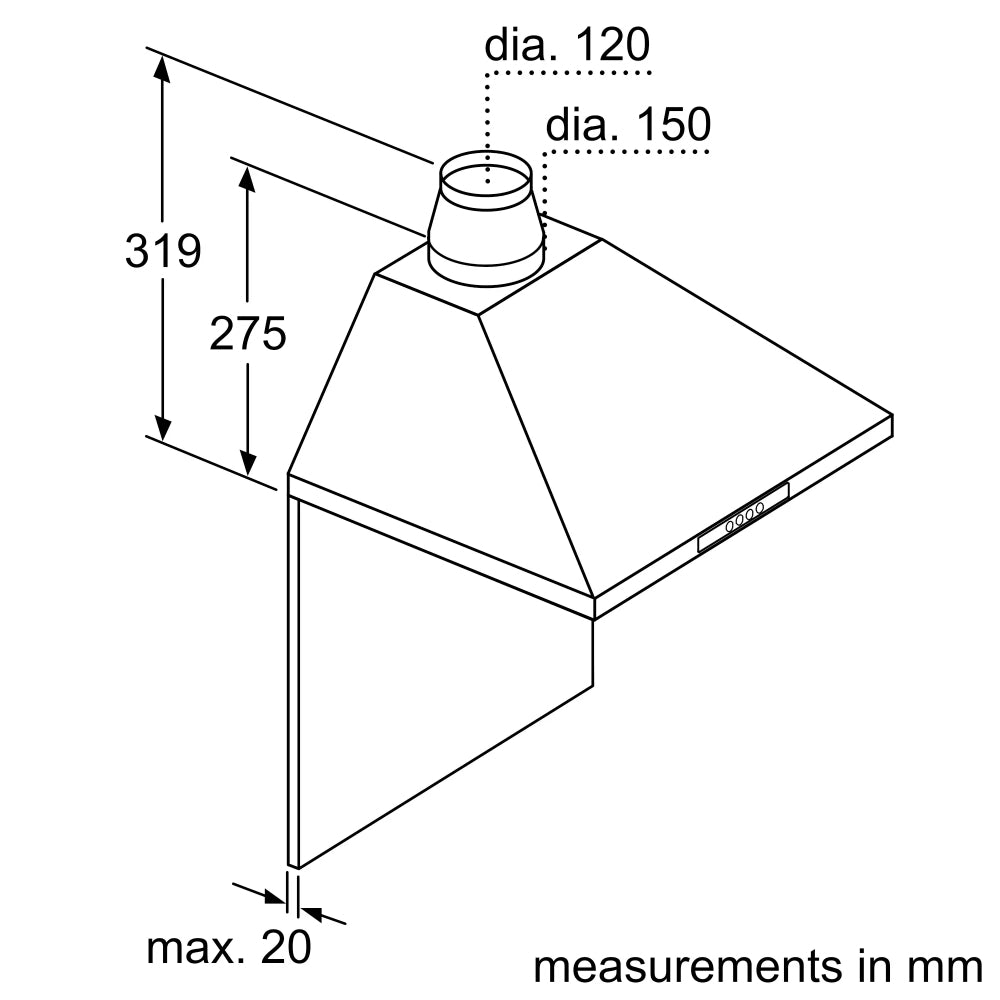 Bosh Series II Wall-Mounted Hood 60cm [Stainless steel], DWB06W450