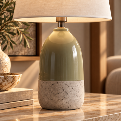 Olive Ceramic & Stone Table Lamp | TL-030-3