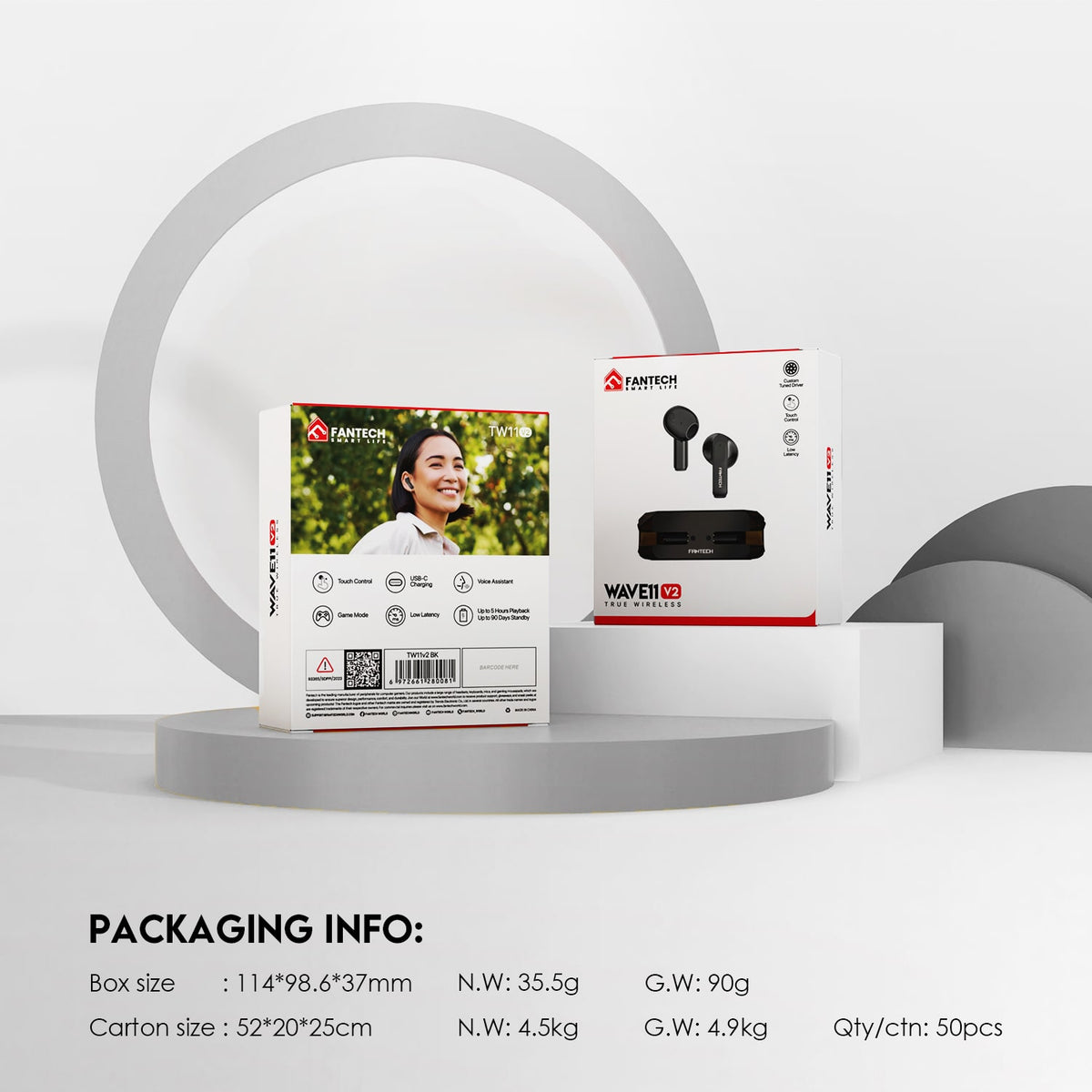 Fantech, Wave Tw11V2 Wireless Earphone, Available in Different Colors
