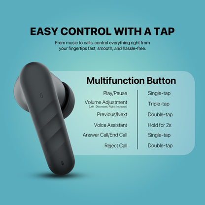 Fantech, Wave 16 Bluetooth Wireless Earbuds, Deep Bass, Up To 25 Hours Play Time - Tw16, Available in Different Colors
