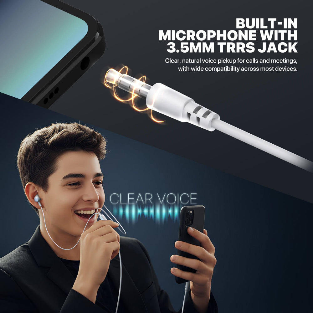 FANTECH ES220 LINKPODS Wired In?Ear Headphones with Mic, 10mm Drivers, 3.5mm TRRS, Noise-Isolating, Deep Bass
