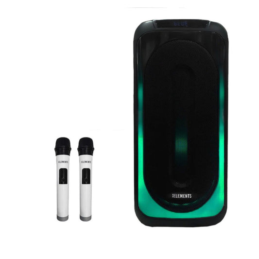 KB Elements, Rechargeable Karaoke Speaker, 2X8' Subwoofers + 2 Wireless Microphones 100W RMS