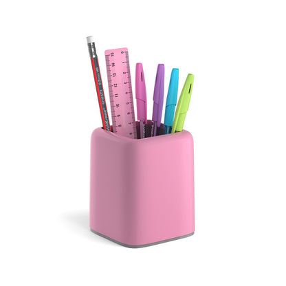 Erichkrause, Desk Organizer Forte With Pencil , Ruler & 4 Pens, 53279 Pastel, Pink With Grey Inside Part