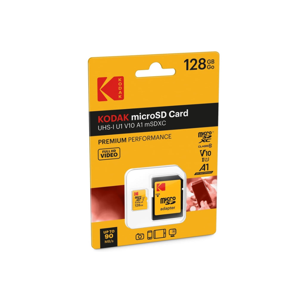 Kodak Micro SDXC Memory Card 128GB Premium - With Adapter - Class 10, EKMSDM128GXC10K